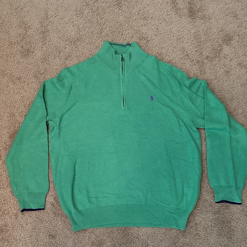 NWT Polo Ralph Lauren Vibrant Green Zip-Up Sweater